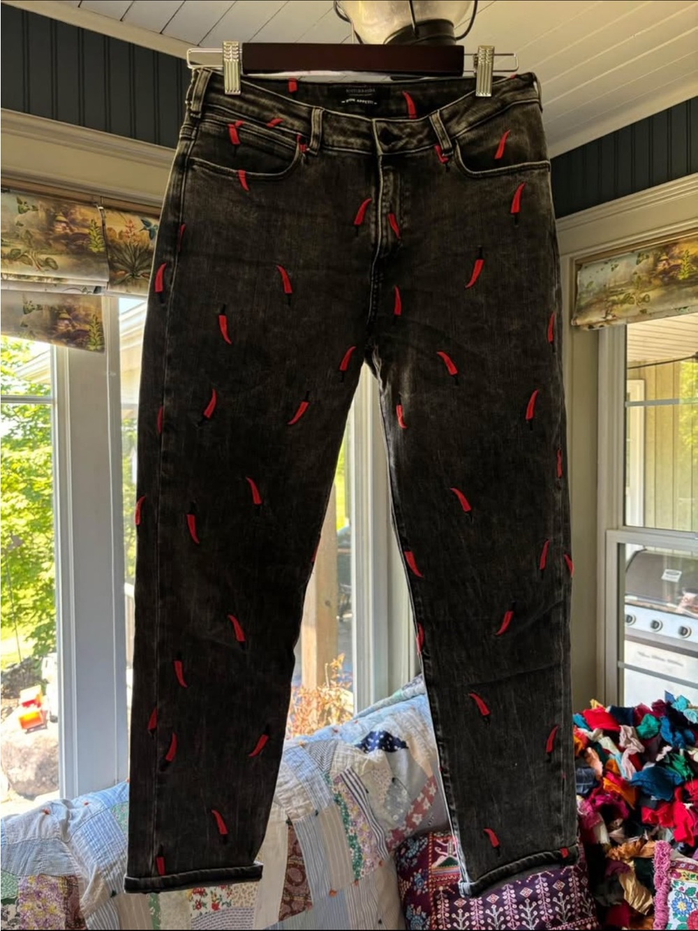 Scotch & Soda Black Red Hot Chilli Pepper Jeans